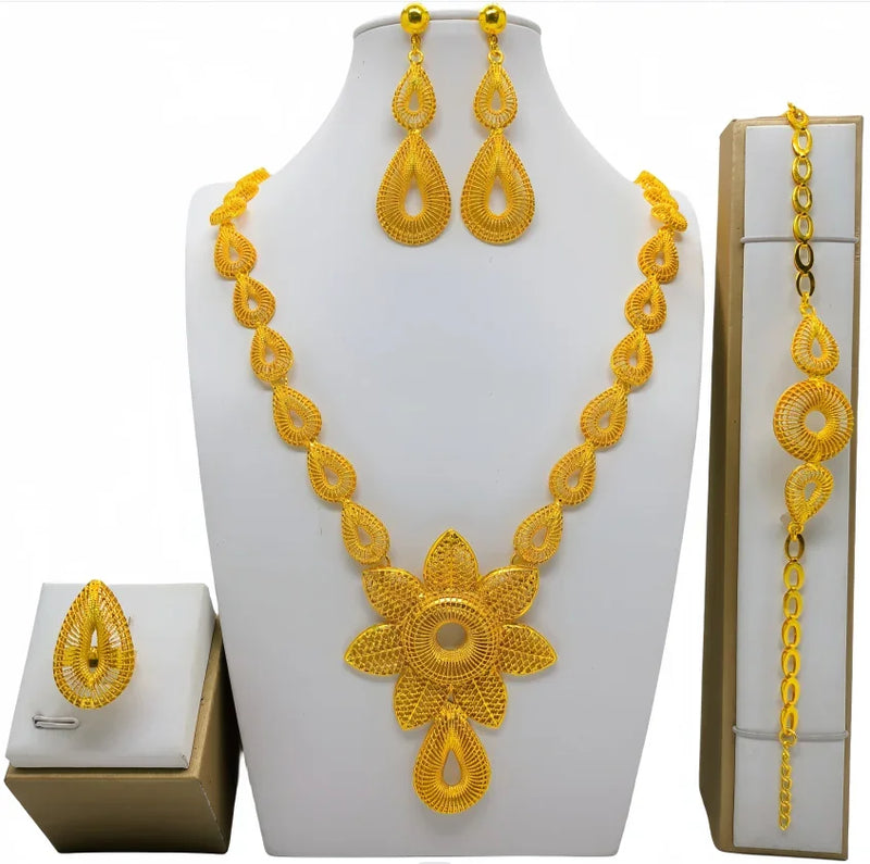 High Quality 24k Gold Plated Dubai Jewelry Set