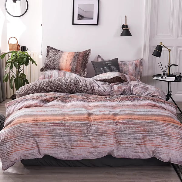 Bohemian Exotic Floral Duvet Cover Set Boho Colorful Vintage Stripe Print Bedding Set Luxury Soft Geometric Pattern Quilt Cover