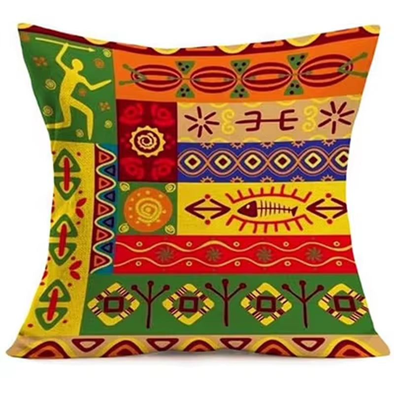 Tribal Ethnic Pattern Decoration Cushion Cover Retro Furnishings Sofa Decoration Pillow Cover Linen Square