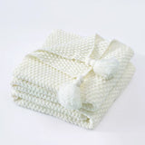 Nordic Wool Blanket Sofa Tassel Knitted Ball Super Warm