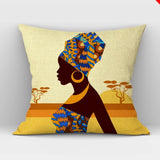 African Women Print Cushion Cover Ethnic Style Decorative Pillowcase, Throw Pillow Cover for Home Sofa Decor