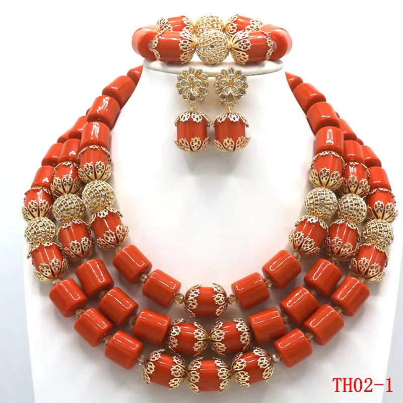 African Beads Jewelry Set Artificial Coral Jewelry Set Nigerian Wedding Jewellery Sets