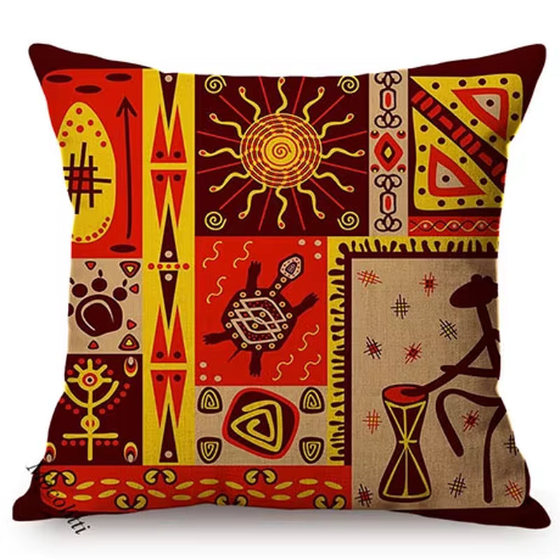 Modern Abstract Cartoon African Exotic Pattern Living Room Decoration Throw Pillow Case Cotton Linen Sofa Cushion Cover