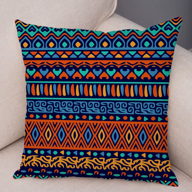 Retro National Style Geometric Lines Deer Printing Pattern Decorative Pillow Sleeve Sleeve Bed Car Rocking Chair Pillow Sleeve