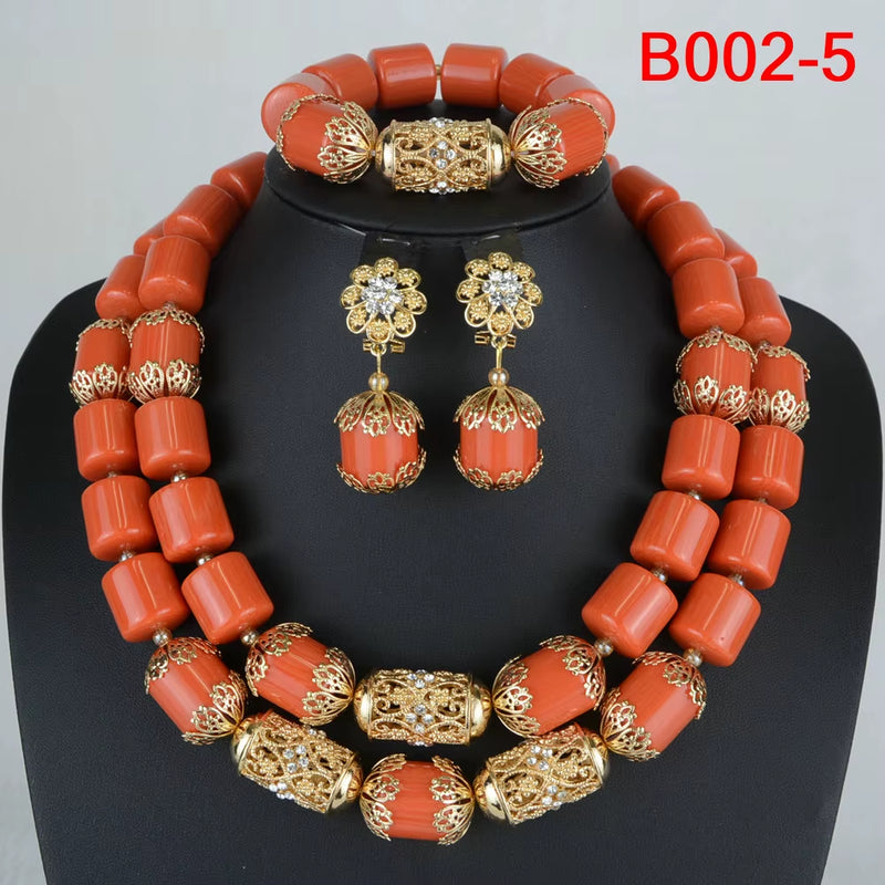 African Beads Jewelry Set Artificial Coral Jewelry Set Nigerian Wedding Jewellery Sets