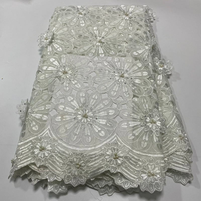 New Luxury 3D Flower Organza Lace Fabric