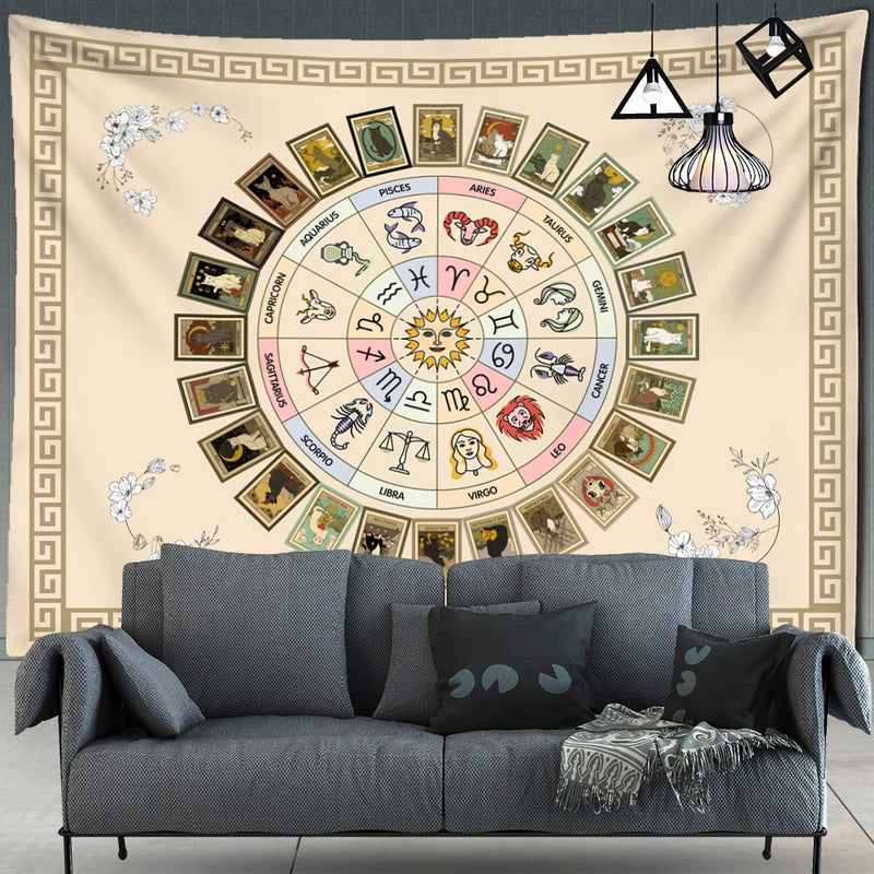 Mandala Tarot Tapestry Wall Hanging Zodiac