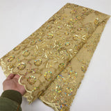 High Quality African Sequins Heavy Bead Tulle Fabric