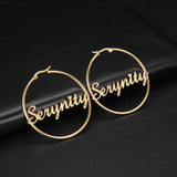 New Stainless Steel Personalized Customize Name Hoop Earrings Jewelry