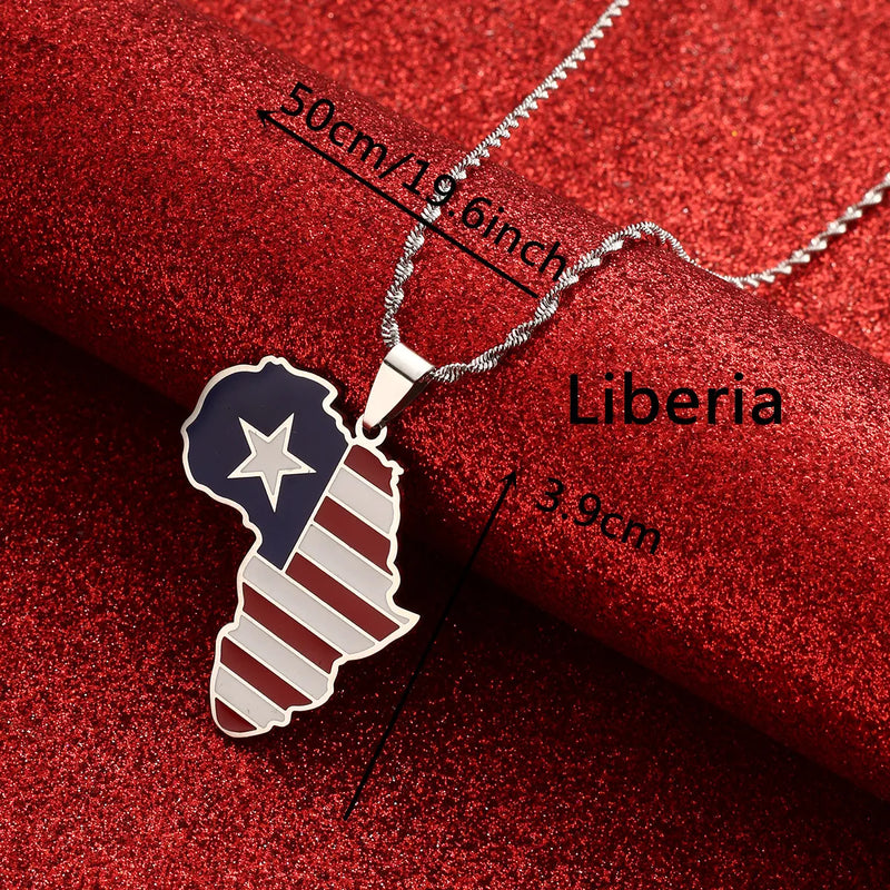 Africa Ghana Nigeria Congo Sudan Somalia Kenya Zambia Liberia Algeria Pendant Necklace