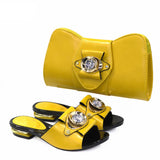 Orange  Lower Heels Shoes And Bag Set