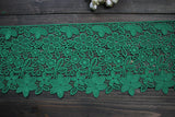 18CM Wide Exquisite Green Flowers Embroidery Cotton Fabric Lace