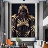 African Black Gold Nude Embrace Canvas Paintings Wall Art