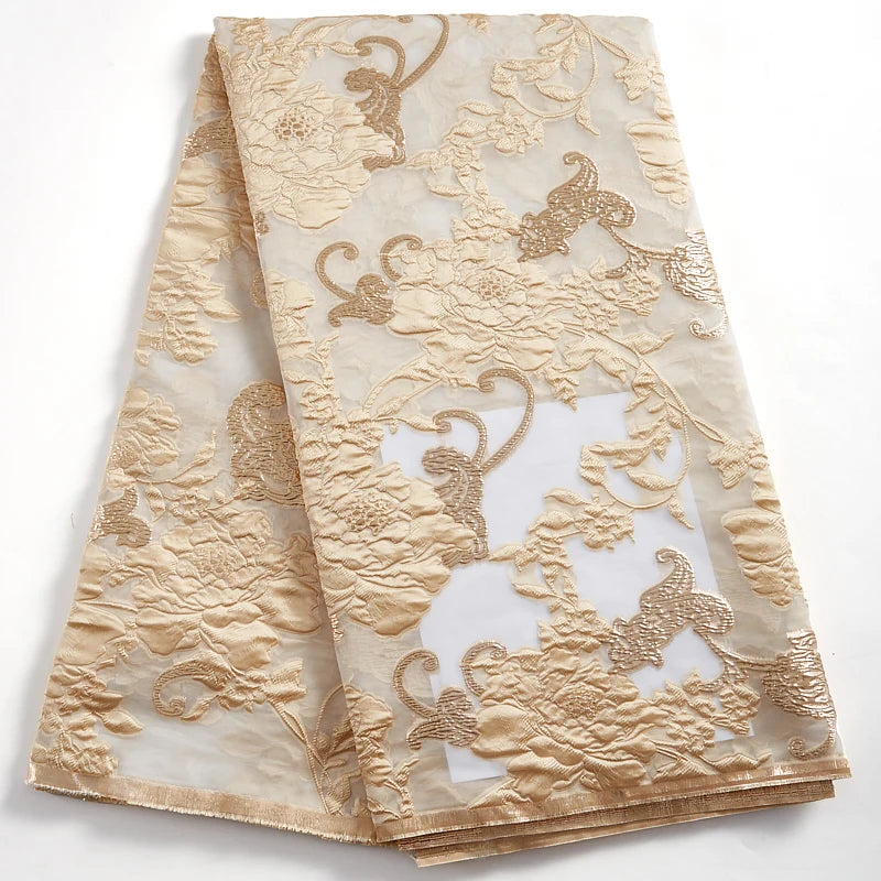 Satin Nigerian Brocade Gild Jacquard Lace Fabric