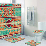 Ethnic Tribal Bohemian Geometric Bathroom Shower Curtain Set