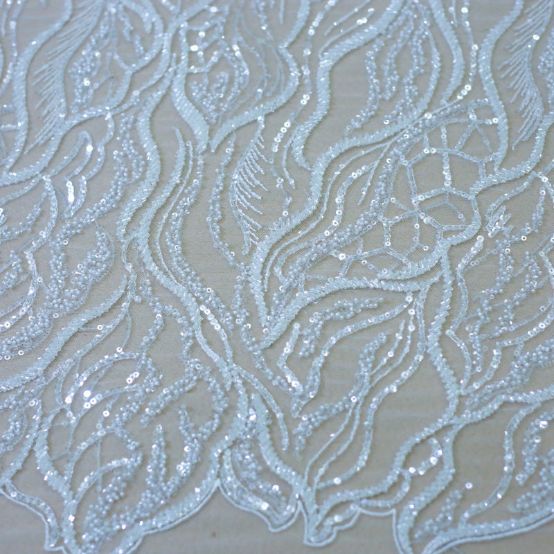 High Quality Beaded Lace Fabric for Wedding Dresses