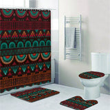 Ethnic Tribal Bohemian Geometric Bathroom Shower Curtain Set