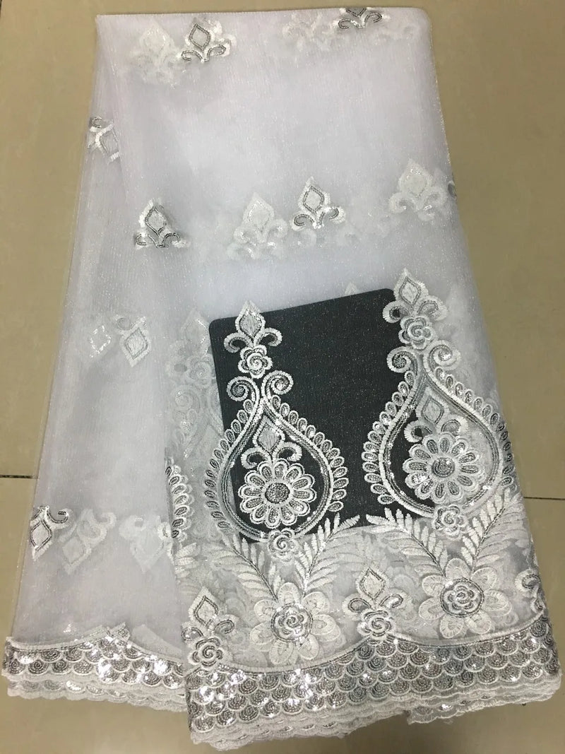 High Quality Sequins Tulle African Lace Fabric