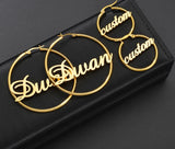 1 Pair Stainless Steel Custom Name Hoop Earrings