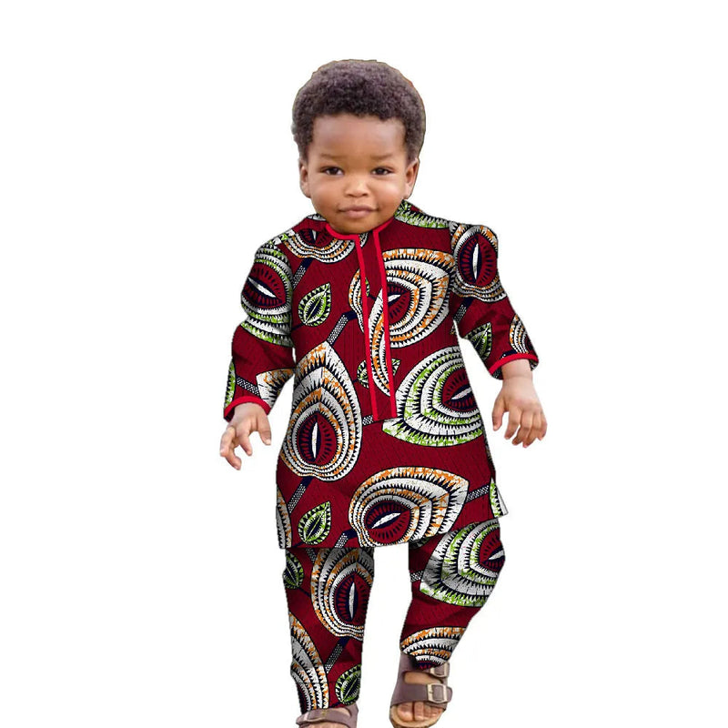 Ankara Fashion Floral Print Boy Suit 2 Pcs Set