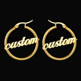 1 Pair Stainless Steel Custom Name Hoop Earrings