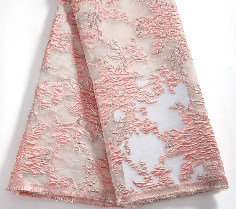 Satin Nigerian Brocade Gild Jacquard Lace Fabric