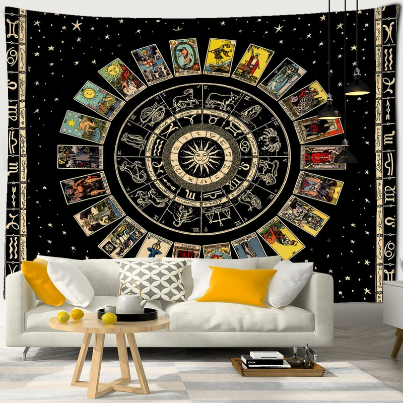 Mandala Tarot Tapestry Wall Hanging Zodiac