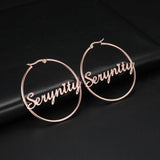 New Stainless Steel Personalized Customize Name Hoop Earrings Jewelry