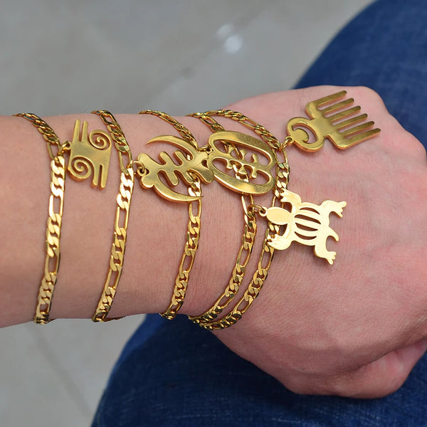 Anniyo African Symbol Gold Color  Bangles