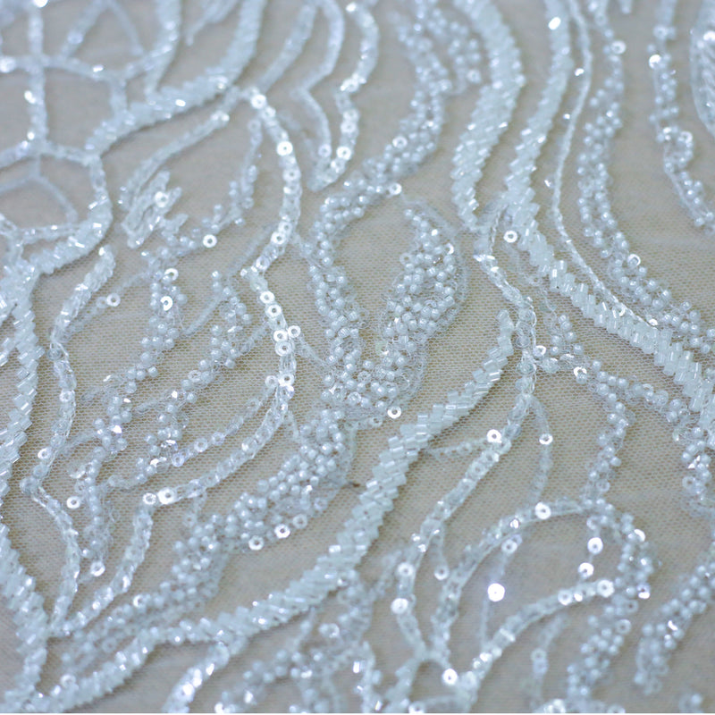 High Quality Beaded Lace Fabric for Wedding Dresses