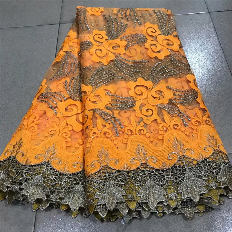 High Quality Nigerian Gilding Lace Fabric