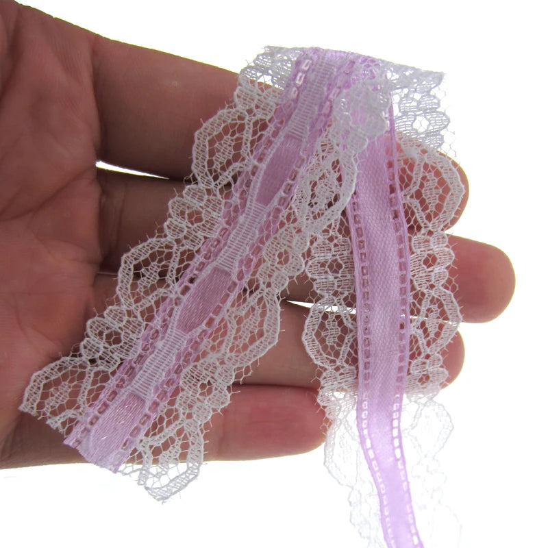 1Roll 20yards 1" White lace ribbon satin ribbon