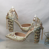 New luxury crystal wedding shoes with bags