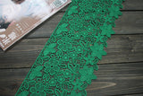 18CM Wide Exquisite Green Flowers Embroidery Cotton Fabric Lace