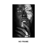 Black Woman Silver Foil Canvas Art Poster