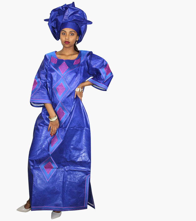 New African Bazin Embroidery Design Dress