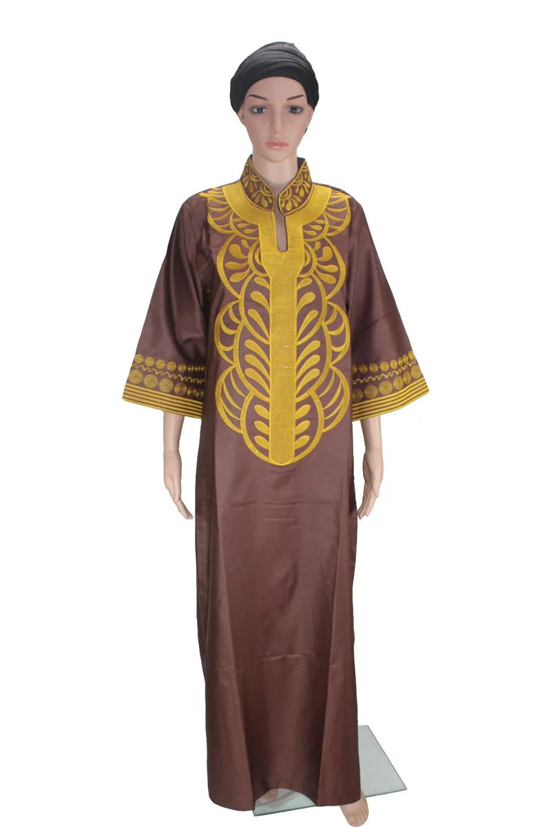 Women dashiki soft embroidery long dress