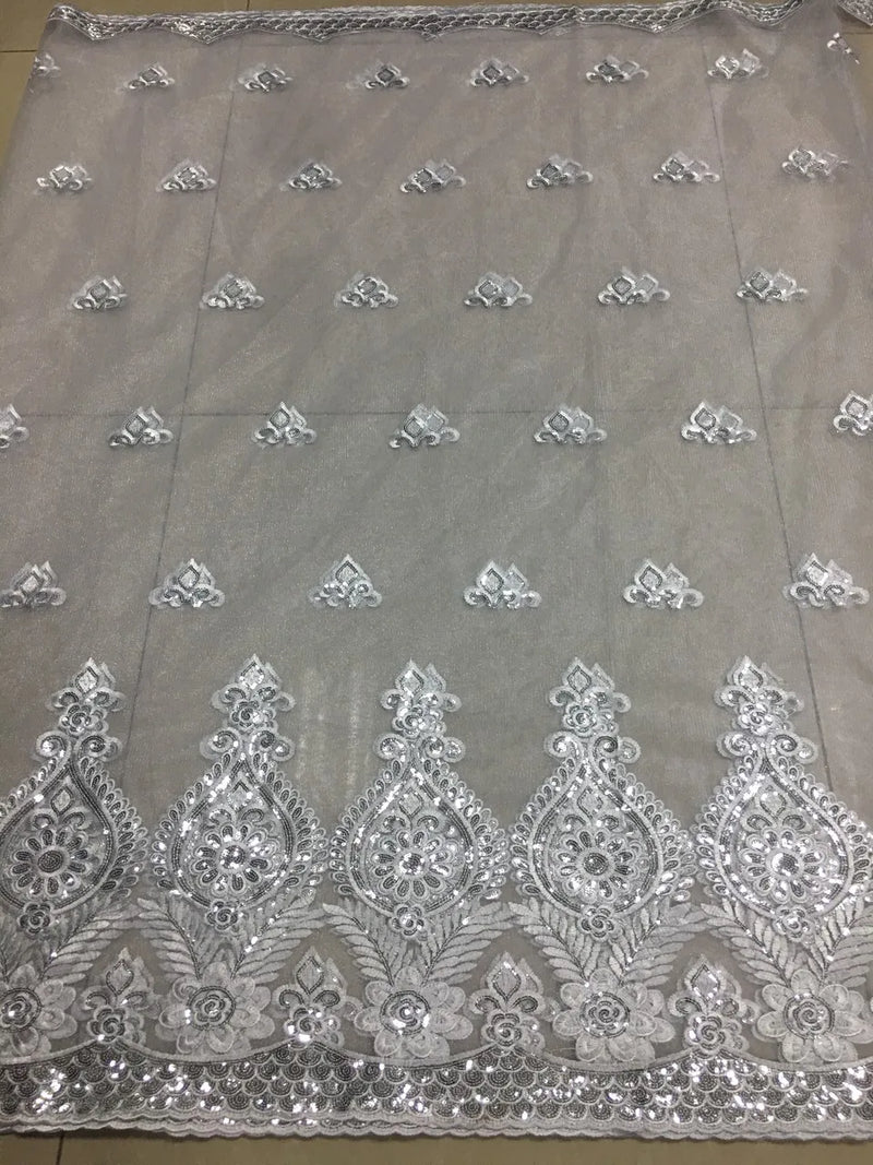 High Quality Sequins Tulle African Lace Fabric