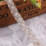 New Pearl Beaded Trim Mesh Lace