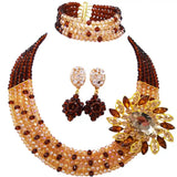 New Crystal Beaded Nigerian Wedding African Beads Jewelry Set