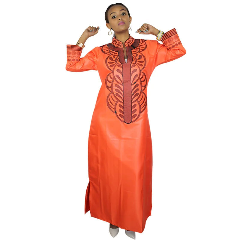 Women dashiki soft embroidery long dress