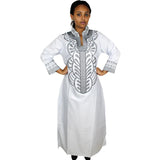 Women dashiki soft embroidery long dress