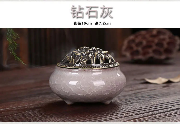 Ice Crack Ceramic Disc Incense Burner