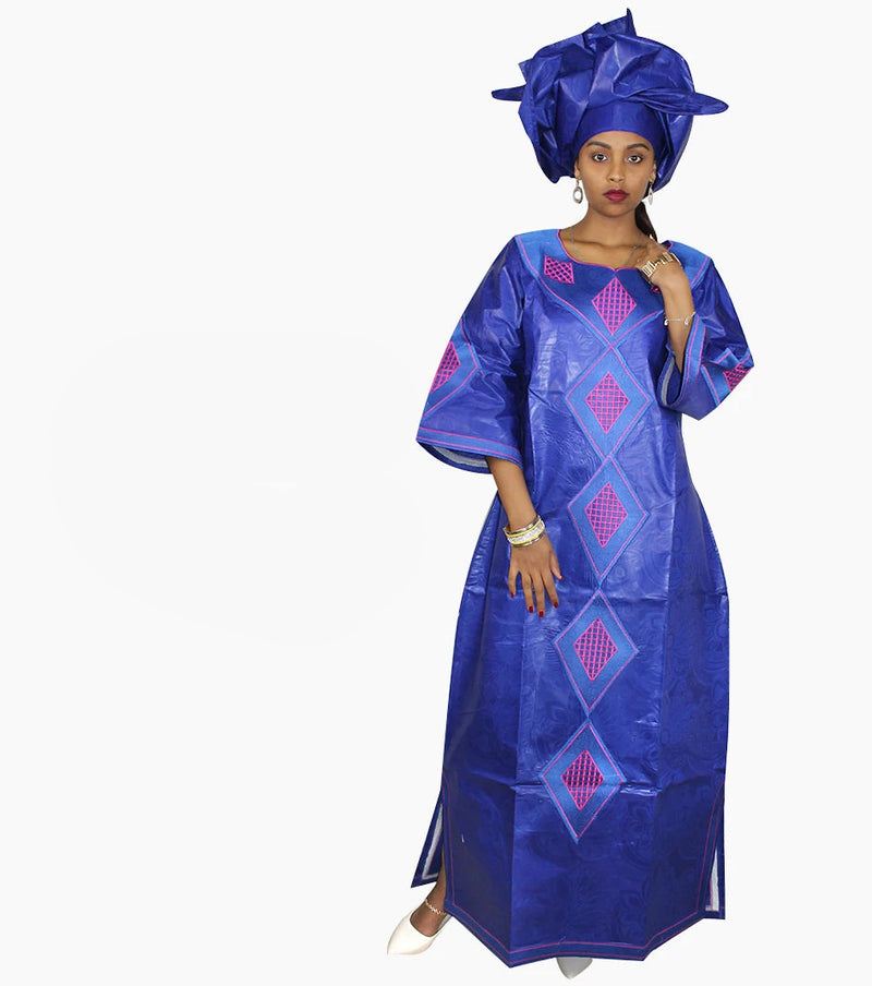 New African Bazin Embroidery Design Dress