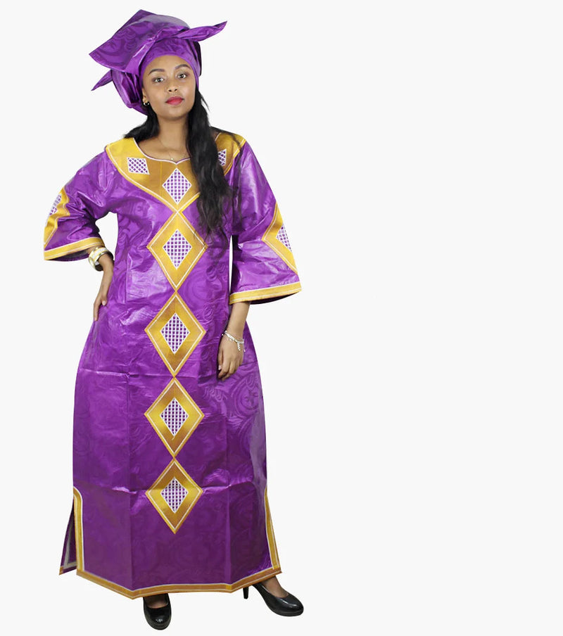 New African Bazin Embroidery Design Dress