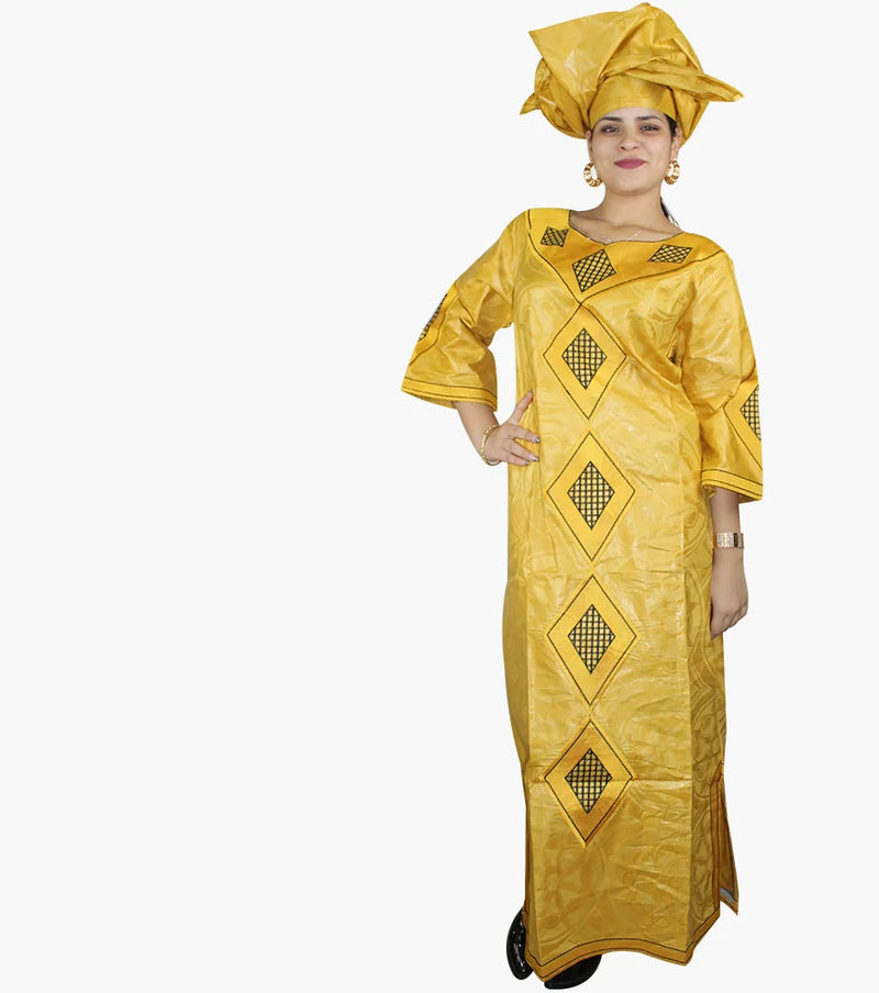 New African Bazin Embroidery Design Dress