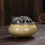 Ice Crack Ceramic Disc Incense Burner