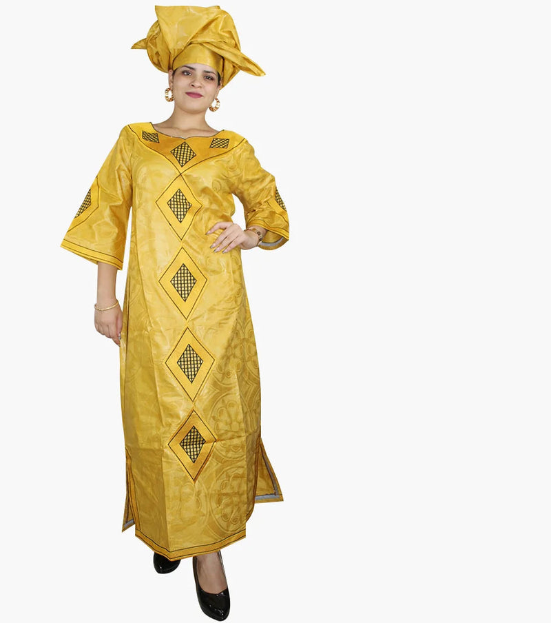 New African Bazin Embroidery Design Dress