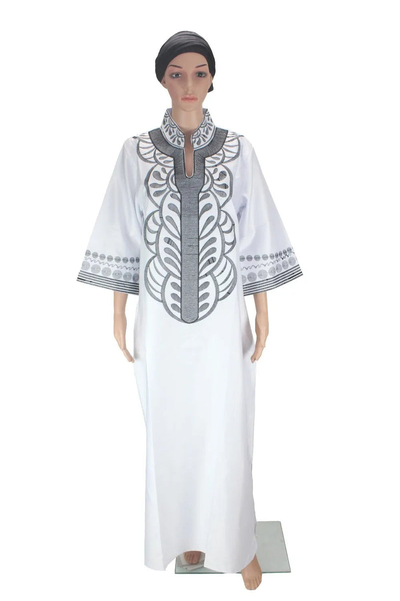 Women dashiki soft embroidery long dress