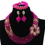 New Fashion Fushia Pink Women Stylish Crystal Jewelry Accessories